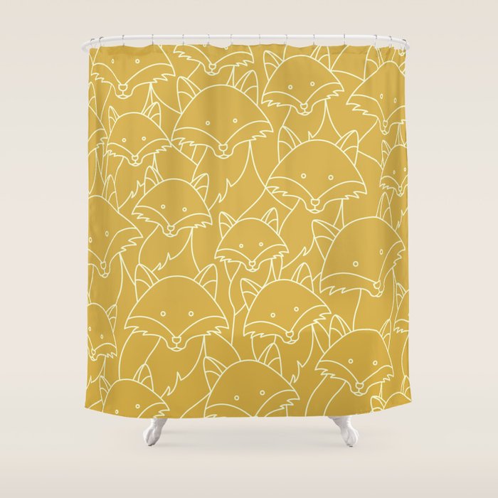Minimalist Red Fox Shower Curtain Gallery Image 1