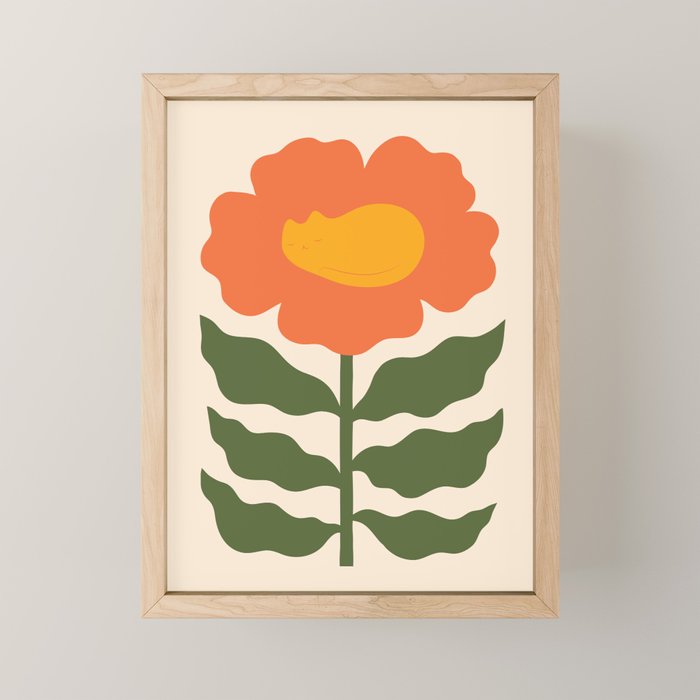Cat and Plant 60 Mini Art Print Gallery Image 1
