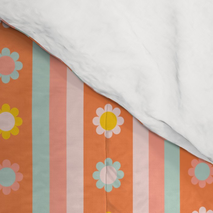 Groovy 70s Flowers & Stripes Comforter Gallery Image 4