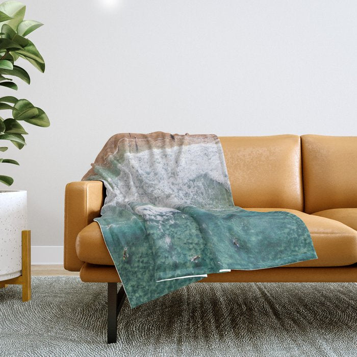 Surfing in the Ocean Throw Blanket Gallery Image 1