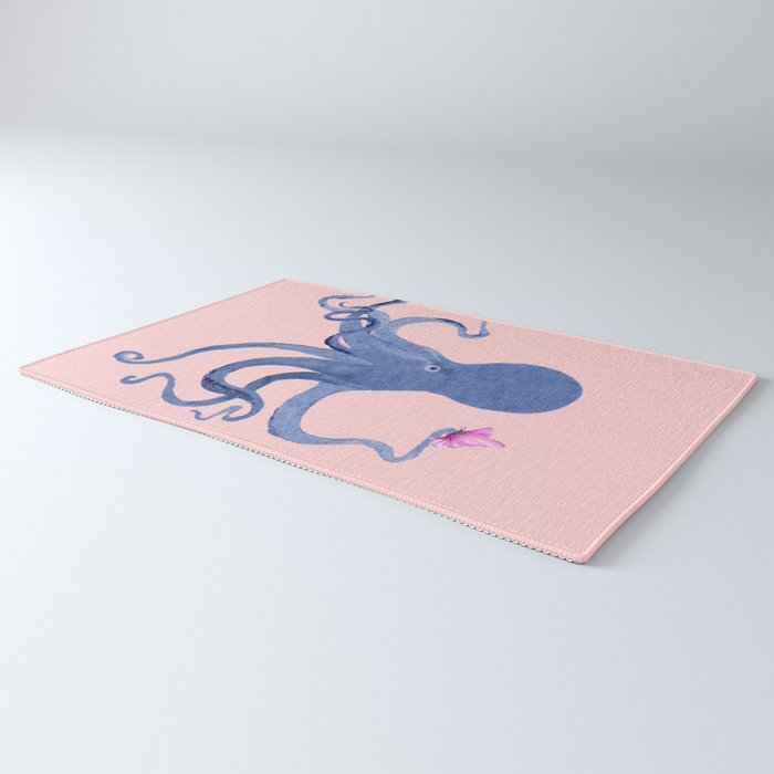 Blue Octopus and Butterfly Rug Gallery Image 3