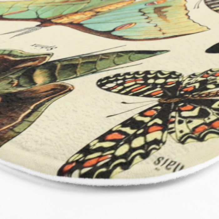 French Vintage Butterflies Chart Adolphe Millot Papillons Larousse Pour Tous Cozy Boho Maximalist Bath Mat Gallery Image 3