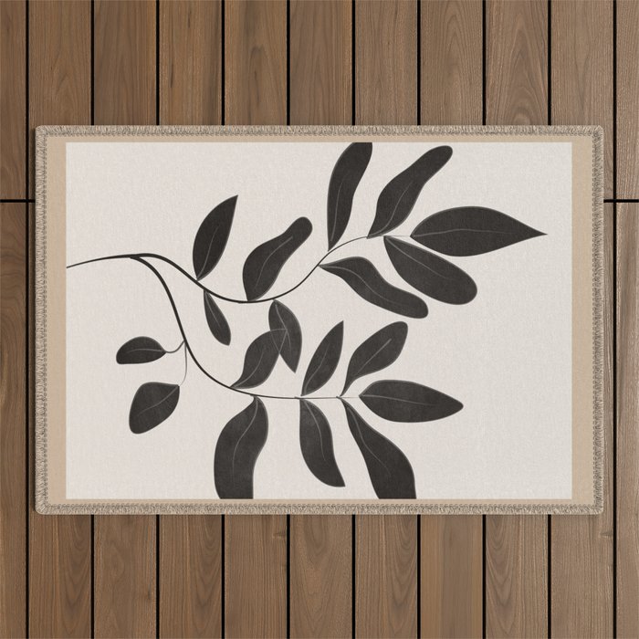 Minimalist plants and leaves Art 8 Outdoor Rug Gallery Image 1