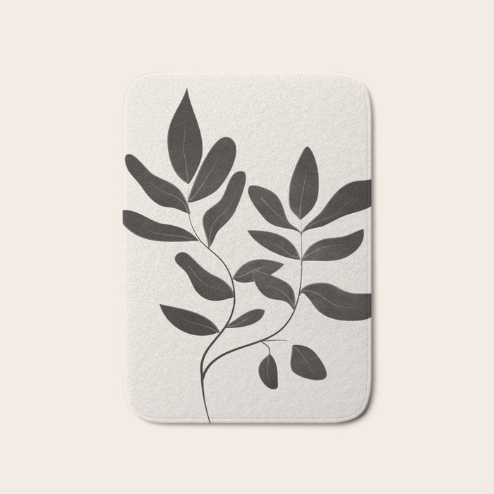 Minimalist plants and leaves Art 8 Bath Mat Gallery Image 1