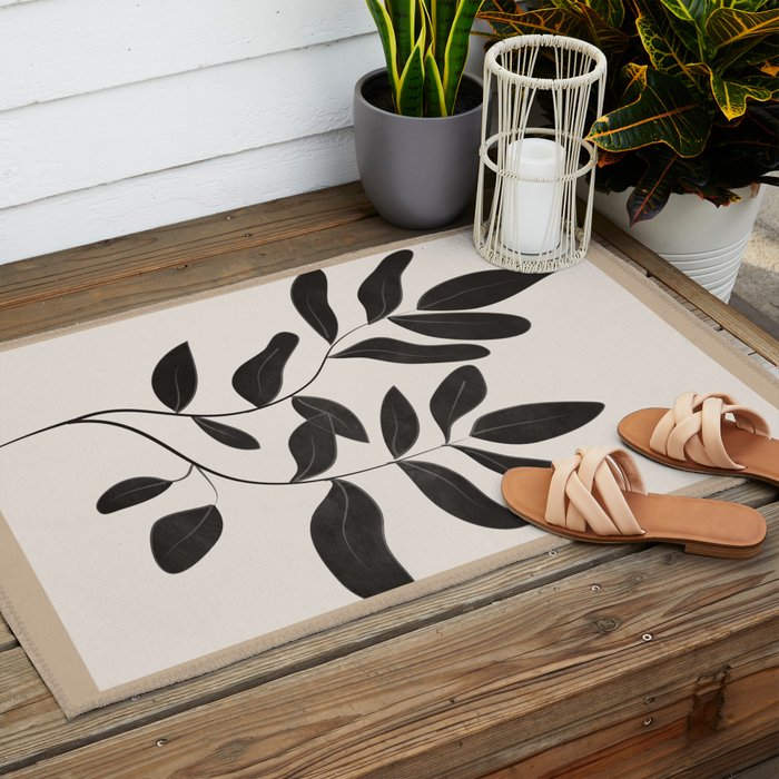 Minimalist plants and leaves Art 8 Outdoor Rug Gallery Image 2