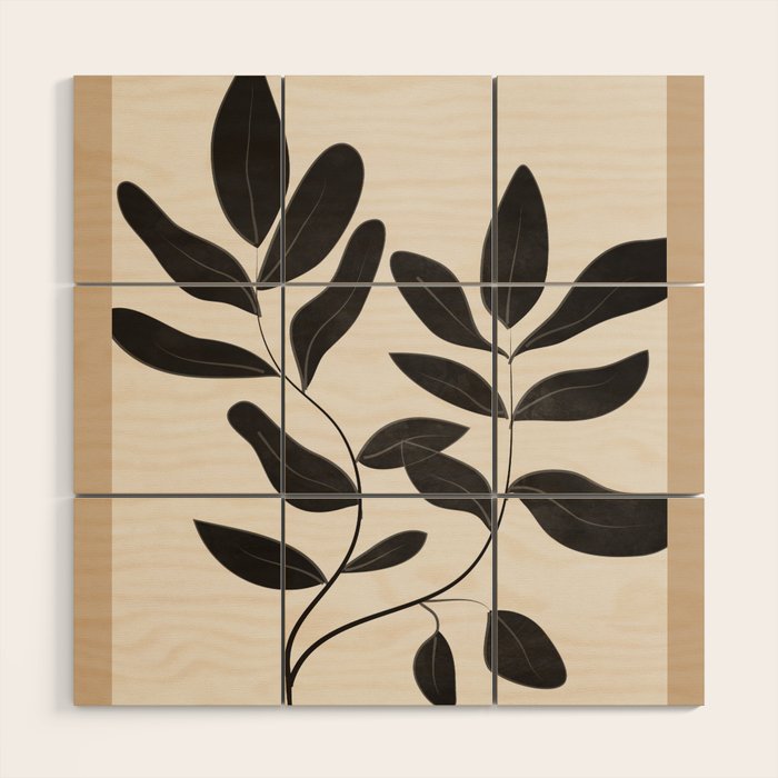 Minimalist plants and leaves Art 8 Wood Wall Art Gallery Image 1