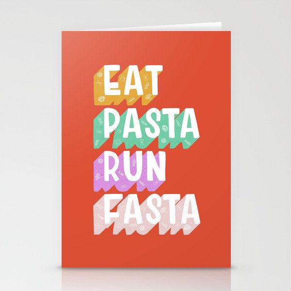 EAT PASTA RUN FASTA Stationery Card Gallery Image 2