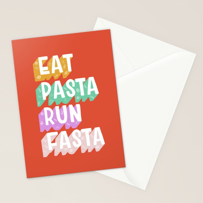 EAT PASTA RUN FASTA Stationery Card Gallery Image 2