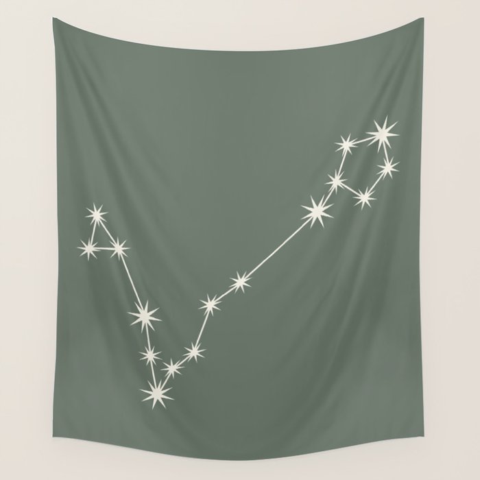 Pisces Zodiac Star Constellation Line Art Sage Wall Tapestry Gallery Image 4