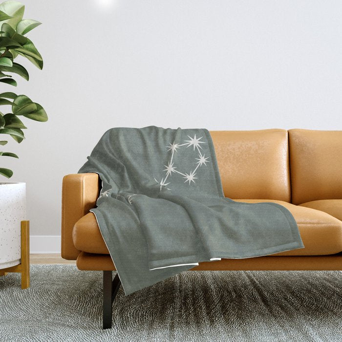 Pisces Zodiac Star Constellation Line Art Sage Throw Blanket Gallery Image 1