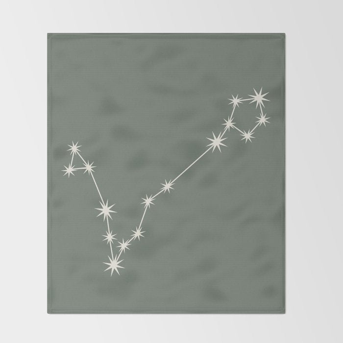 Pisces Zodiac Star Constellation Line Art Sage Throw Blanket Gallery Image 2