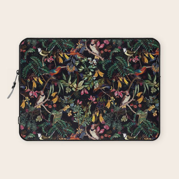 Vintage Jungle Birds Night Garden Laptop Sleeve Gallery Image 1