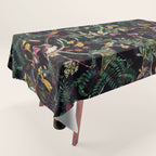 Vintage Jungle Birds Night Garden Tablecloth Gallery Image 1