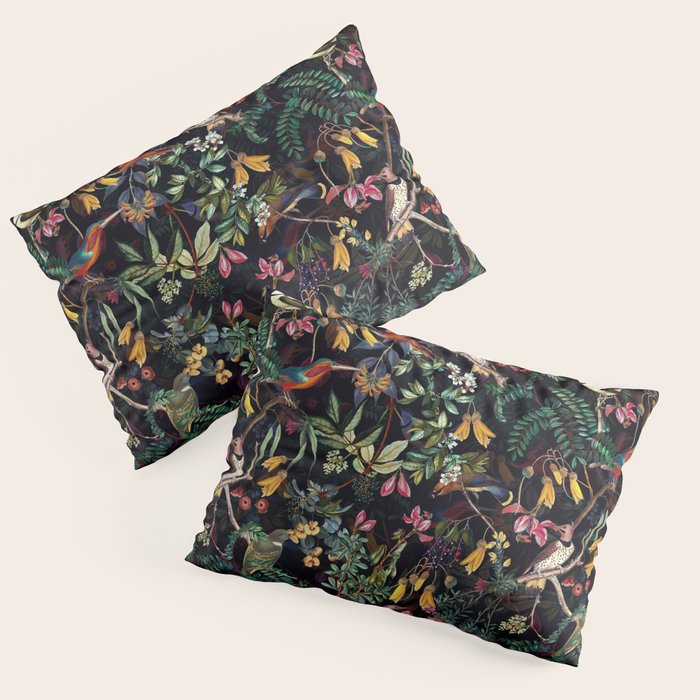 Vintage Jungle Birds Night Garden Pillow Sham Gallery Image 3