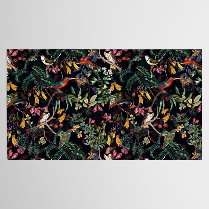 Vintage Jungle Birds Night Garden Tablecloth Gallery Image 2