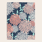 Leaves and Floral Prints, Navy Blue, Aqua, Gray and Coral Poster Gallery Image 4