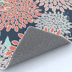 Leaves and Floral Prints, Navy Blue, Aqua, Gray and Coral Rug Gallery Image 4
