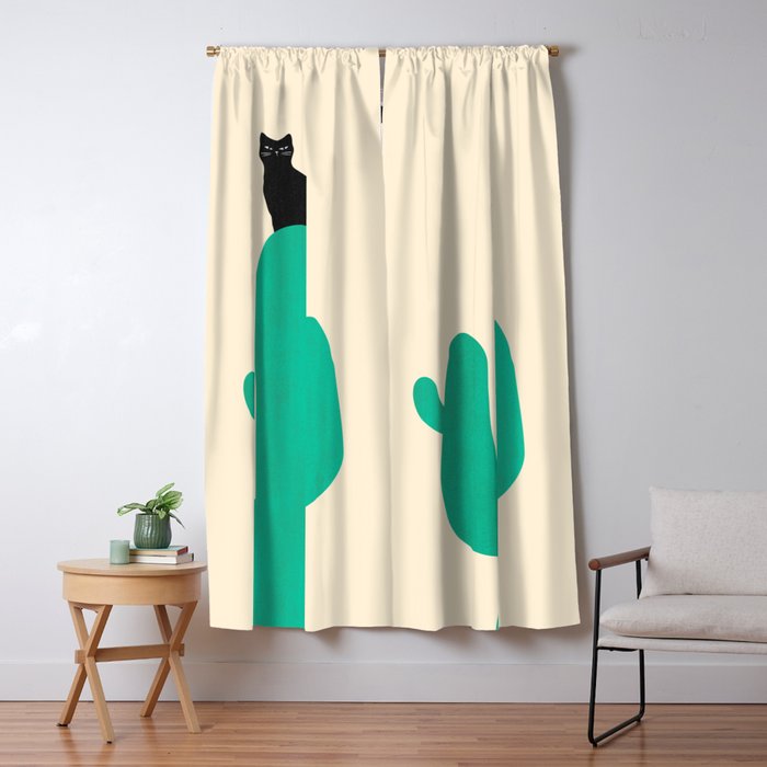 Cat on cactus Window Curtain Gallery Image 5