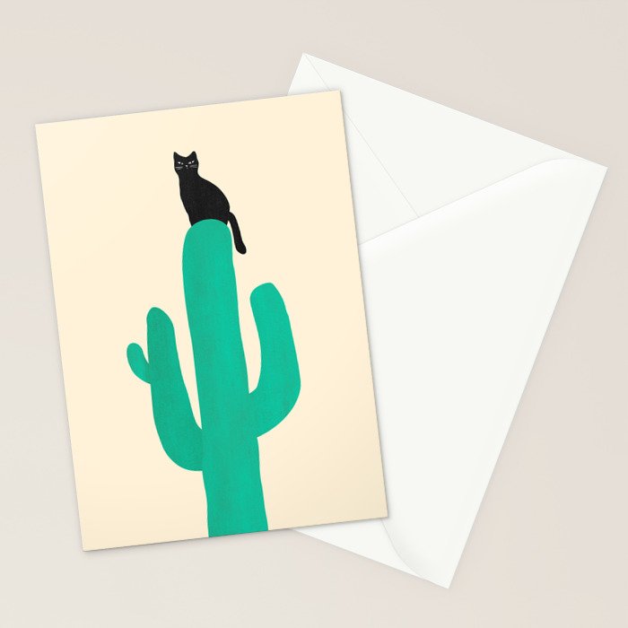 Cat on cactus Stationery Card Gallery Image 2