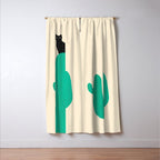 Cat on cactus Window Curtain Gallery Image 3