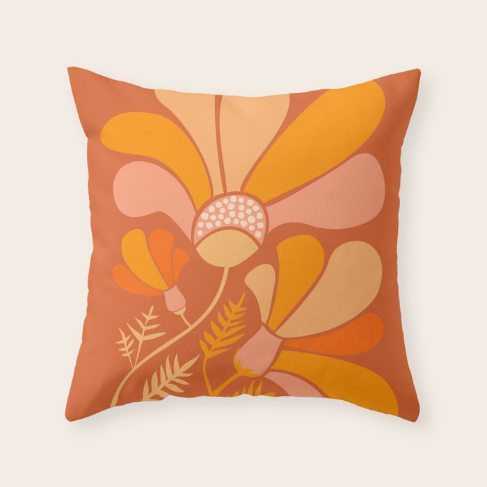 Disco Dance Party Flowers Throw Pillow Gallery Image 1