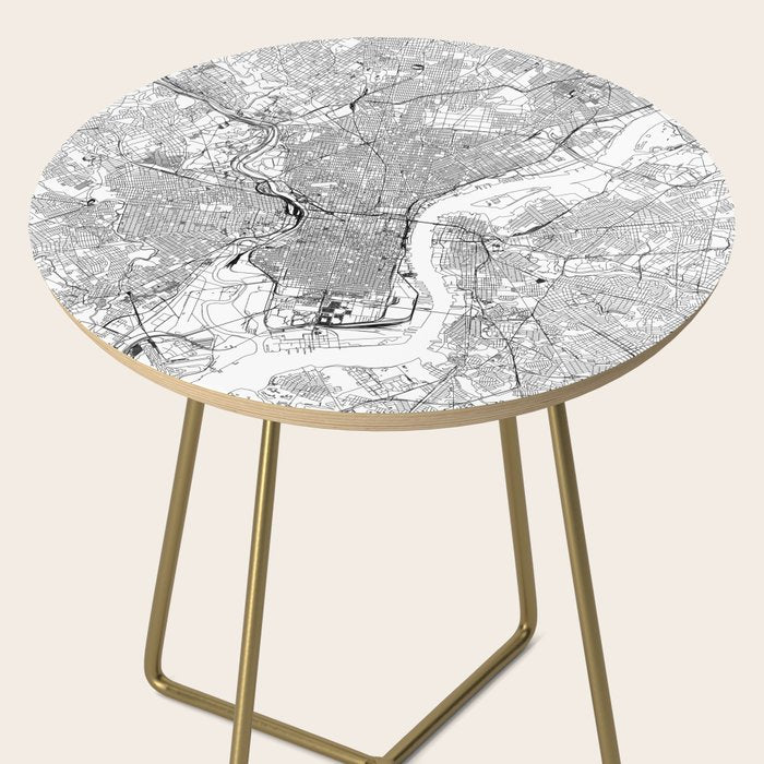 Philadelphia White Map Side Table Gallery Image 2