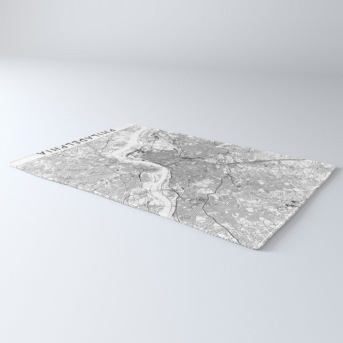Philadelphia White Map Rug Gallery Image 3