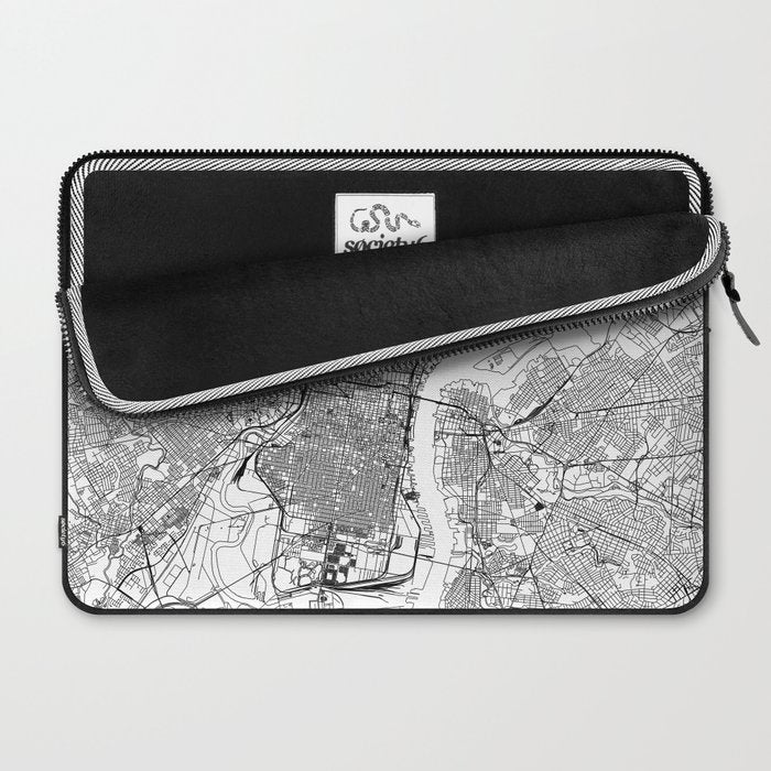 Philadelphia White Map Laptop Sleeve Gallery Image 2