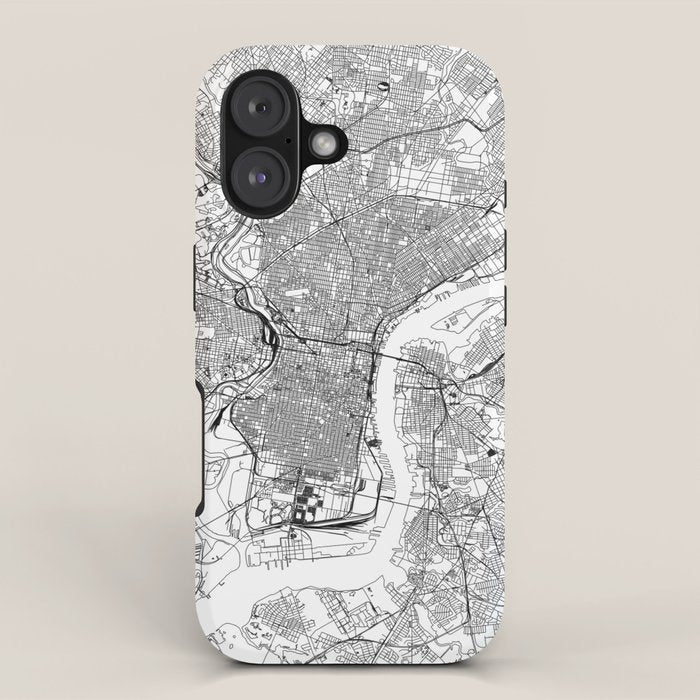 Philadelphia White Map iPhone Case Gallery Image 1
