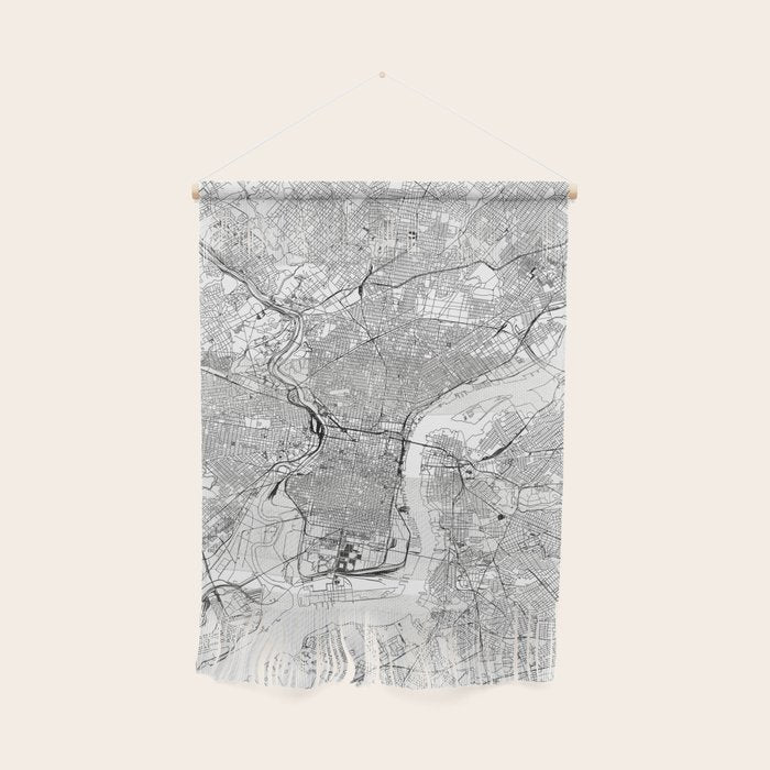 Philadelphia White Map Wall Hanging Gallery Image 1