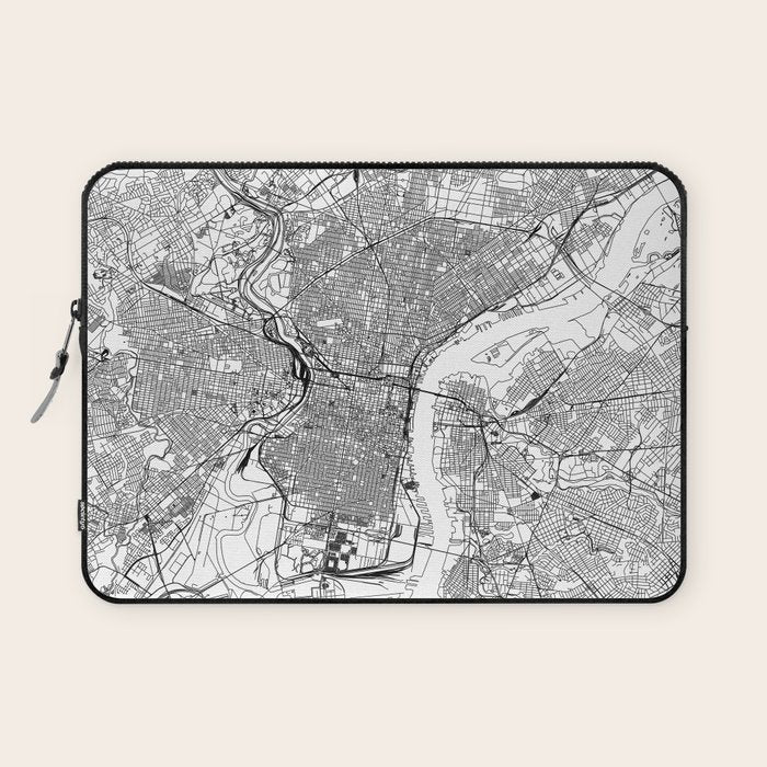 Philadelphia White Map Laptop Sleeve Gallery Image 1