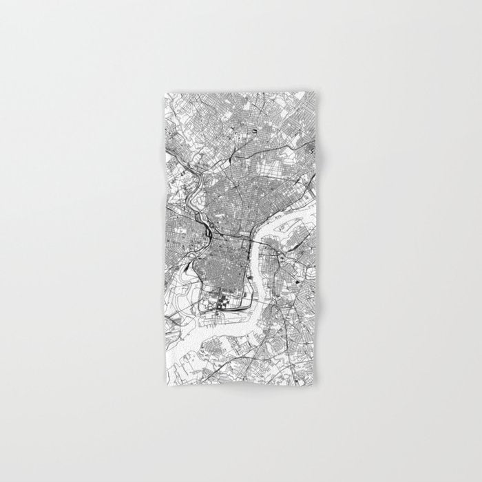 Philadelphia White Map Bath Towel Gallery Image 1