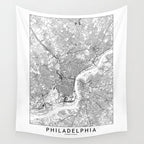 Philadelphia White Map Wall Tapestry Gallery Image 4