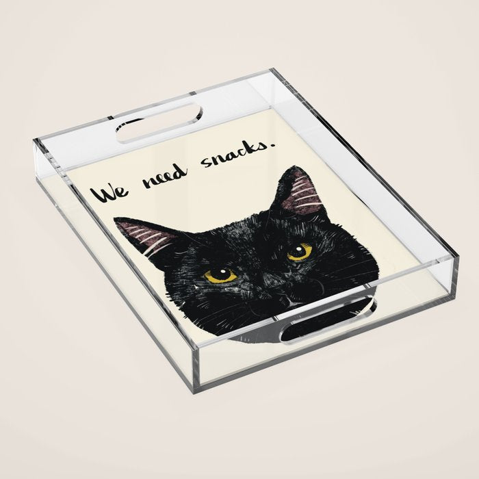 Black Cat needs snacks Acrylic Tray Gallery Image 1