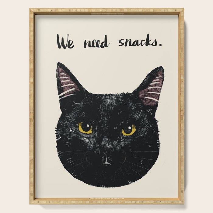 Black Cat needs snacks Serving Tray Gallery Image 1