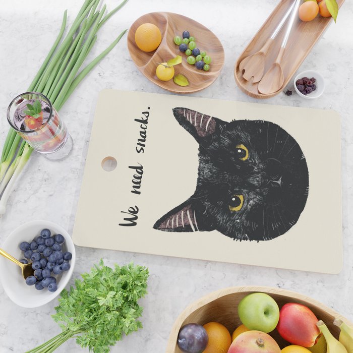 Black Cat needs snacks Cutting Board Gallery Image 2