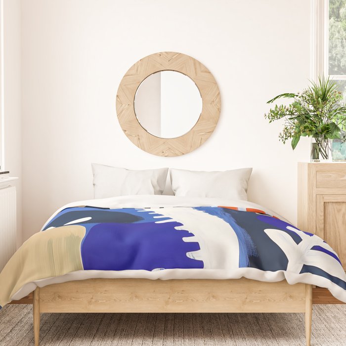 Sea Horse Abstract Ocean Coastal Blue Art Painting Duvet Cover Gallery Image 3