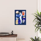 Sea Horse Abstract Ocean Coastal Blue Art Painting Poster Gallery Image 2