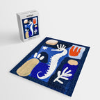 Sea Horse Abstract Ocean Coastal Blue Art Painting Jigsaw Puzzle Gallery Image 2