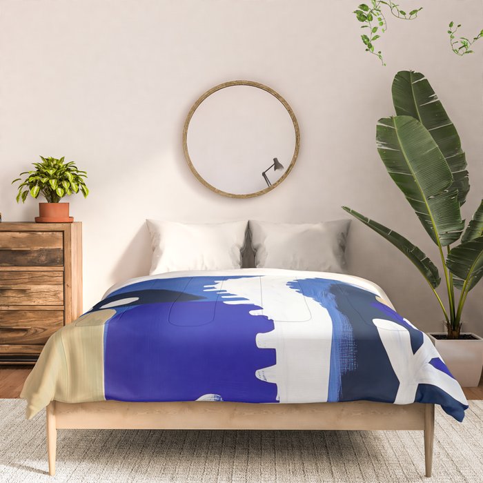 Sea Horse Abstract Ocean Coastal Blue Art Painting Comforter Gallery Image 3