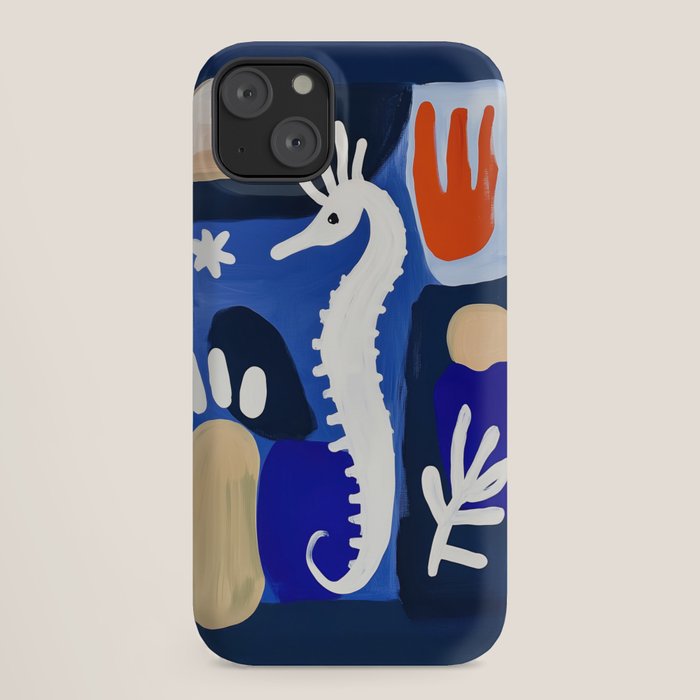 Sea Horse Abstract Ocean Coastal Blue Art Painting iPhone Case Gallery Image 18