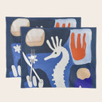 Sea Horse Abstract Ocean Coastal Blue Art Painting Placemat Gallery Image 1