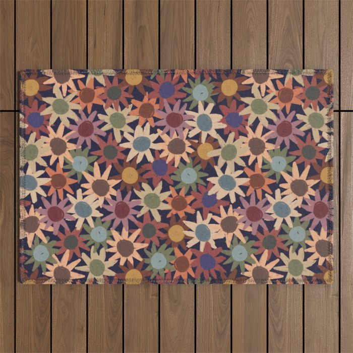 Hand Drawn Florals #6 Outdoor Rug Gallery Image 1