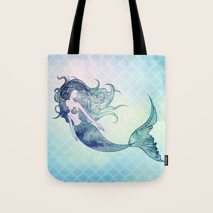 Watercolor Mermaid Tote Bag Gallery Image 1