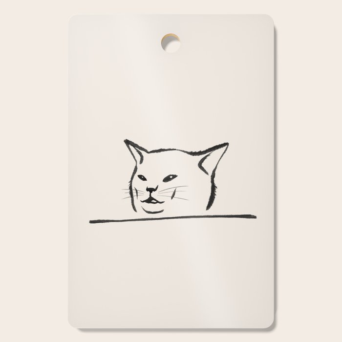 Confused cat meme drawing Cutting Board Gallery Image 1