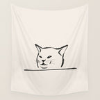 Confused cat meme drawing Wall Tapestry Gallery Image 4
