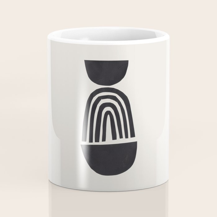 Black & White Minimalist Mid Century Paper collage Funky Black Ink Tribal Geometric by Ejaaz Haniff Coffee Mug Gallery Image 4