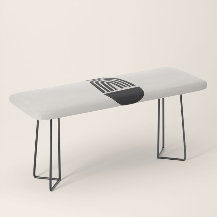 Black & White Minimalist Mid Century Paper collage Funky Black Ink Tribal Geometric by Ejaaz Haniff Bench Gallery Image 1