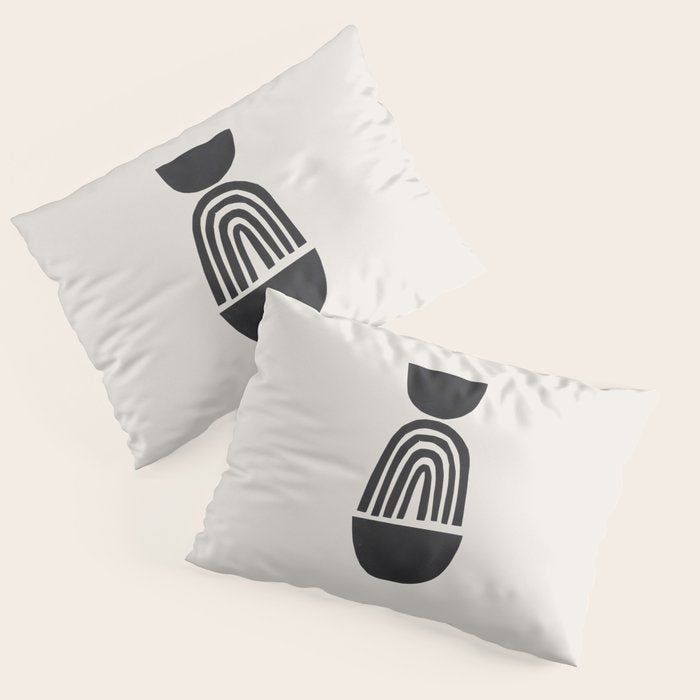 Black & White Minimalist Mid Century Paper collage Funky Black Ink Tribal Geometric by Ejaaz Haniff Pillow Sham Gallery Image 3