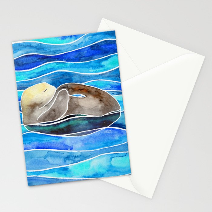Sea Otter - Curled Stationery Card Gallery Image 2